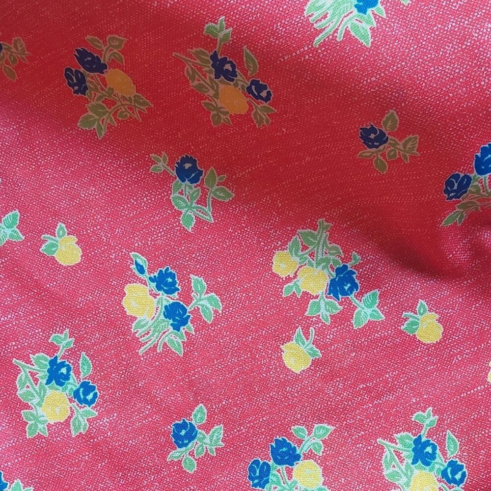 VIntage Floral Red Fabric yardage polyester